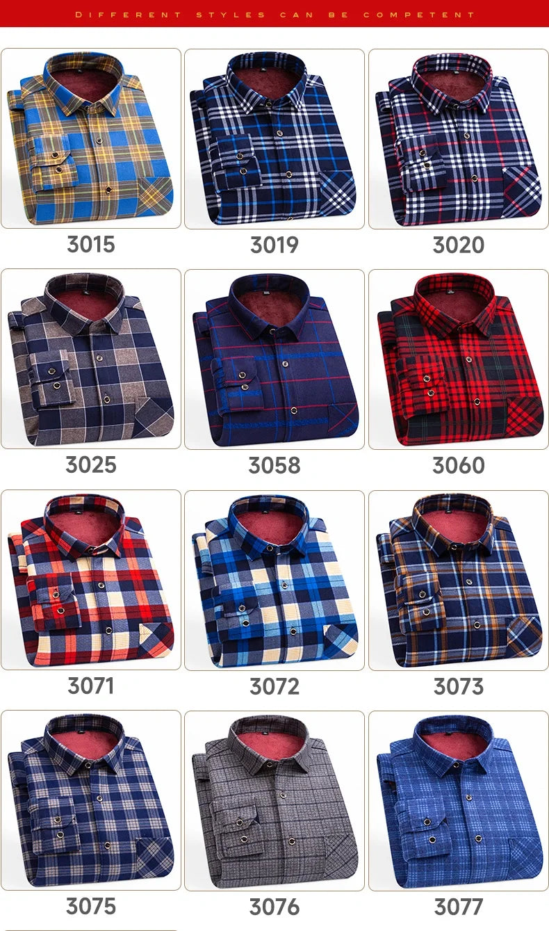 Men's long-sleeved shirt with double-sided fleece thickened warmth, 8XL, 9XL, casual winter fashion, versatile for the street