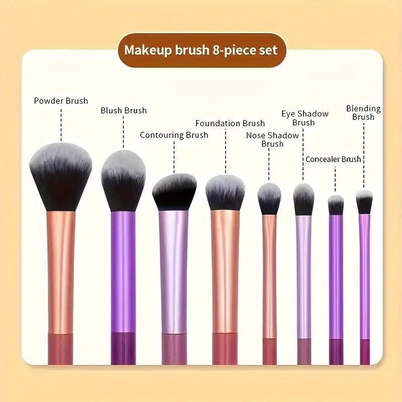 8pcs Makeup Brush Kit Soft Synthetic Hair Make Up Brushes Foundation Blush Eyeshadow Cosmetic Makeup Tools foundation brush