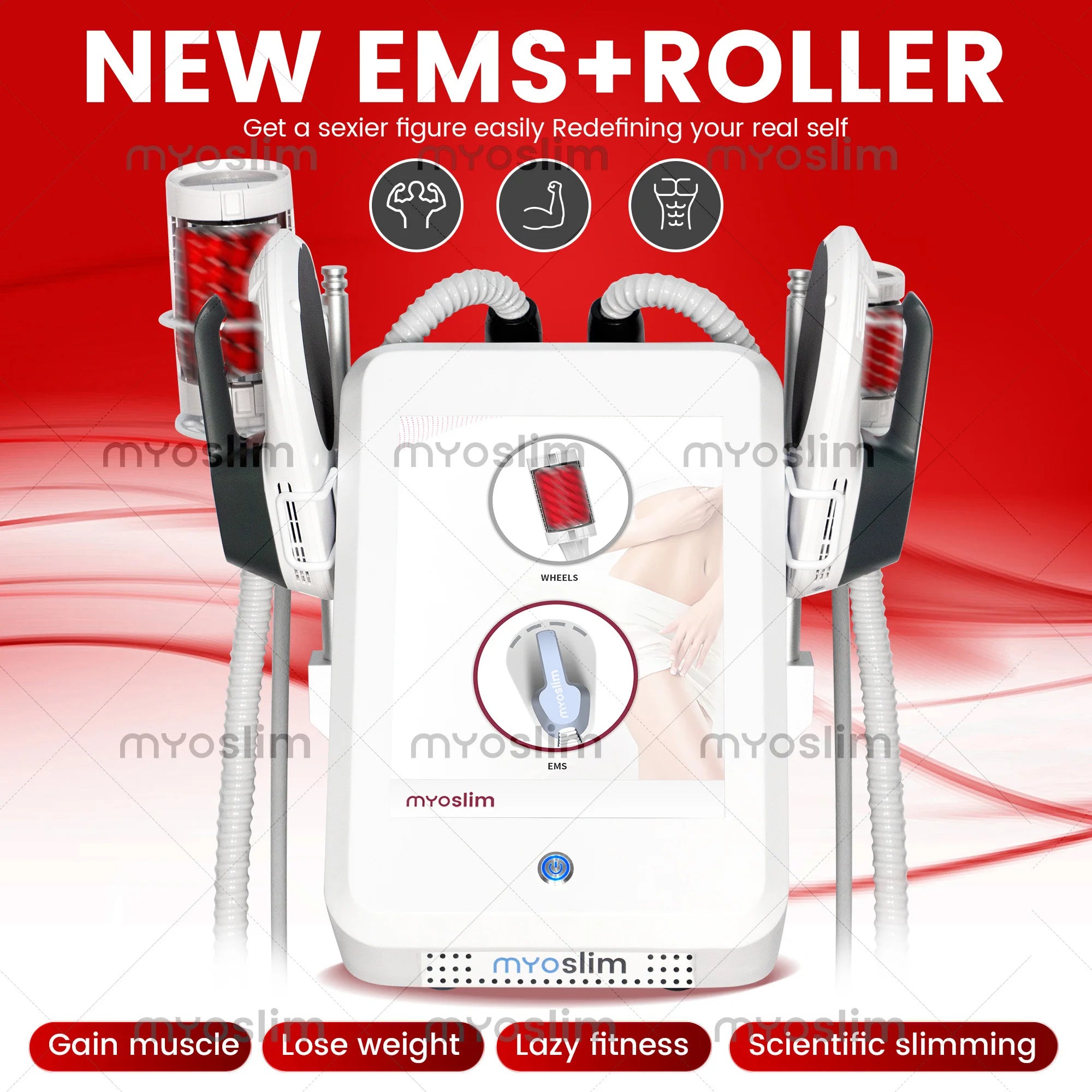 EMS RF 6500W 2 in 1 Body Sculpting Machine Electromagnetic Roller Massage Slimming Contouring Muscle Toning Salon Spa Home Use