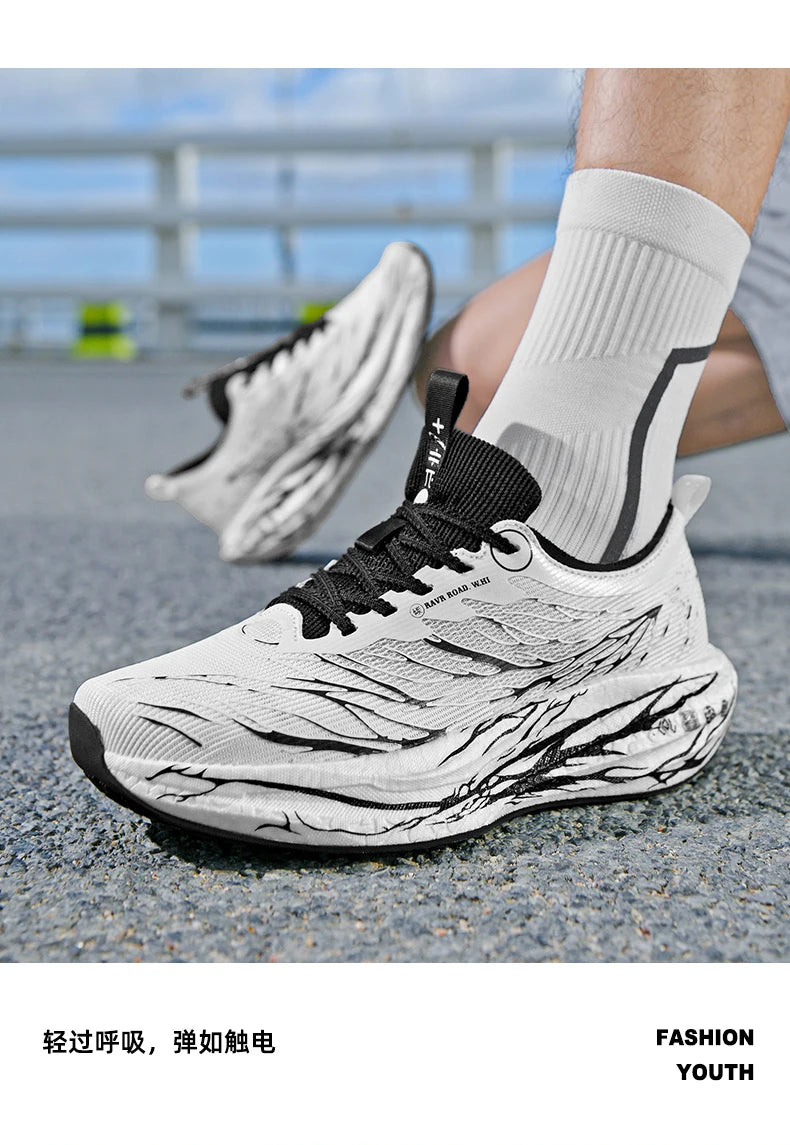 Fluorescence Running Shoes CarbonBoard Marathon Men Sports Breathable Women's Comfortable Athletic Sneakers Soft Wear Resistant