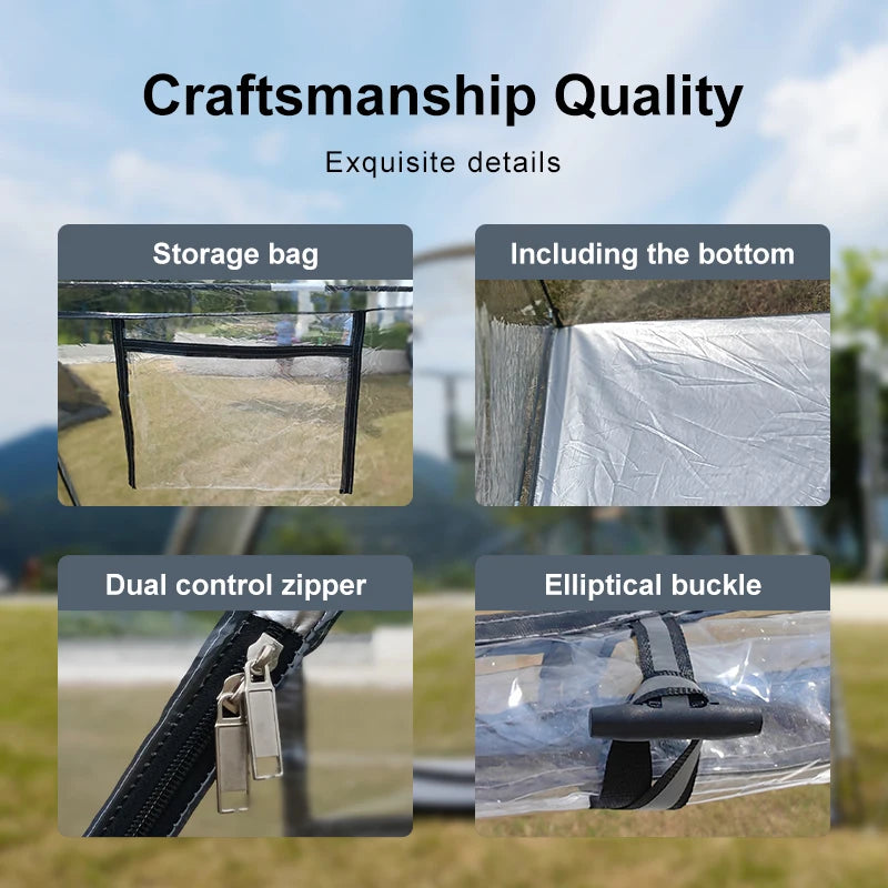 Weather Resistant Outdoor Clear Tent for Bike Trip Camping Picnic Winter Sports Transparent Fishing Shelter Garden 4 Season
