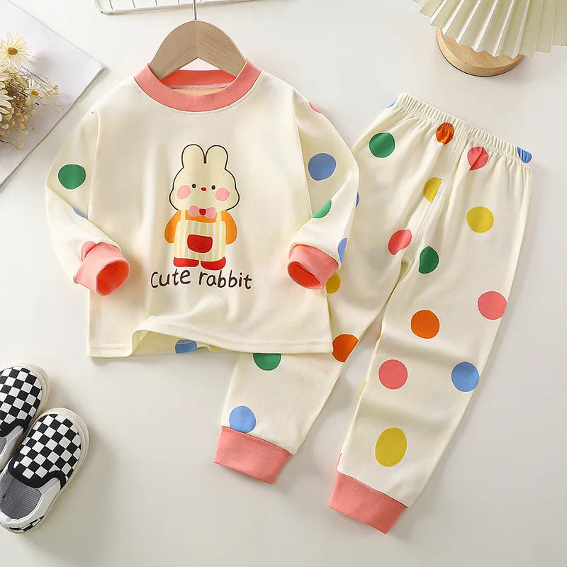 Spring Autumn Children's Clothing Sets Cartoon Sleepwear Clothes Kids Pajamas Set Baby Girls Cotton Pyjamas