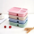 1/2pcs Bento Lunch Box Set 3 Compartment Food Storage Containers Wheat Straw Meal Prep Lunch Box Plastic Food Storage Containers