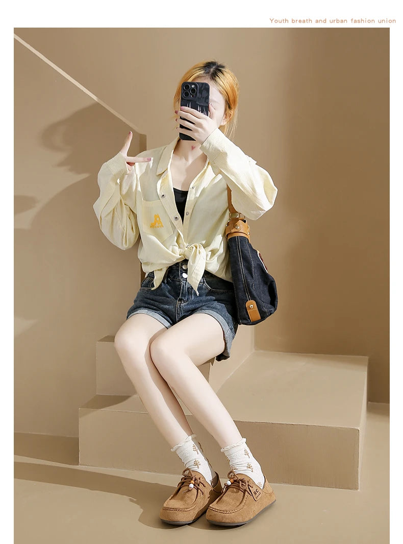 Fashion Brand Shoes Woman 2025 Autumn New Vintage Suede Loafers Pumps Women's Casual Flats Shoes British Style Flat Single Shoes