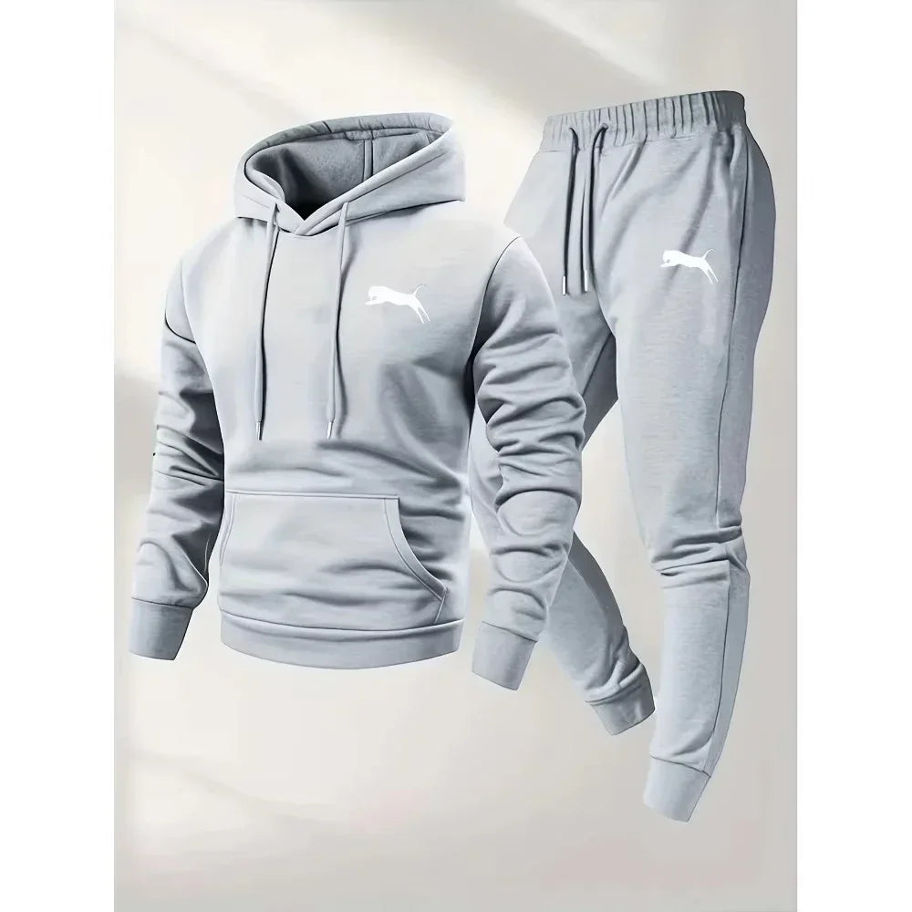 Men's Hoodie and Pants Set Casual Tracksuit Sportswear Jogging Clothing 2 Piece Set Warm Clothing
