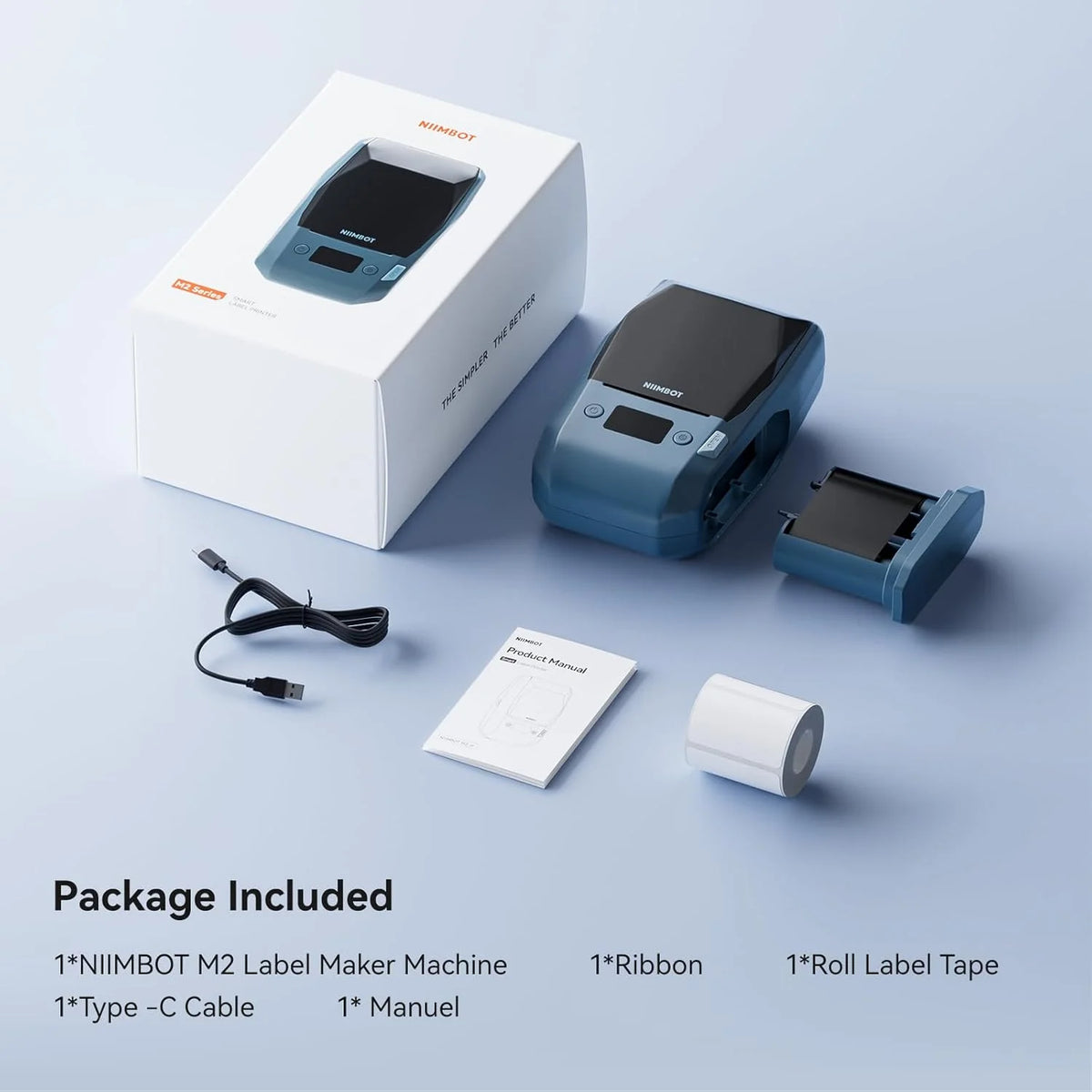 M2 Niimbot Portable Thermal Transfer Label Printer Multi-function Sticker Label Maker Machine for Office Clothes Tag Power Cable