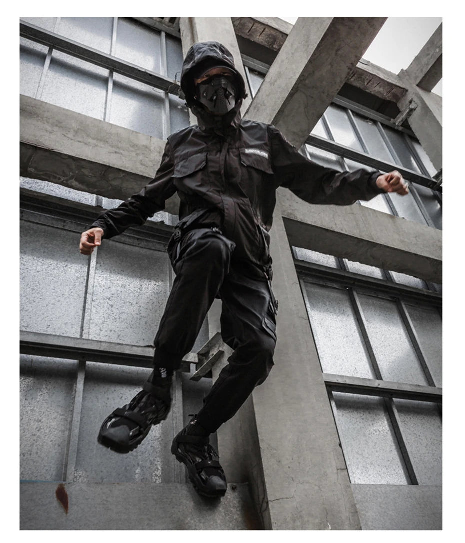 2022 Autumn Tactical Jackets Windbreaker Men Functional Techwear Mens Black Hip Hop Streetwear Waterproof Windproof Hooded Coats