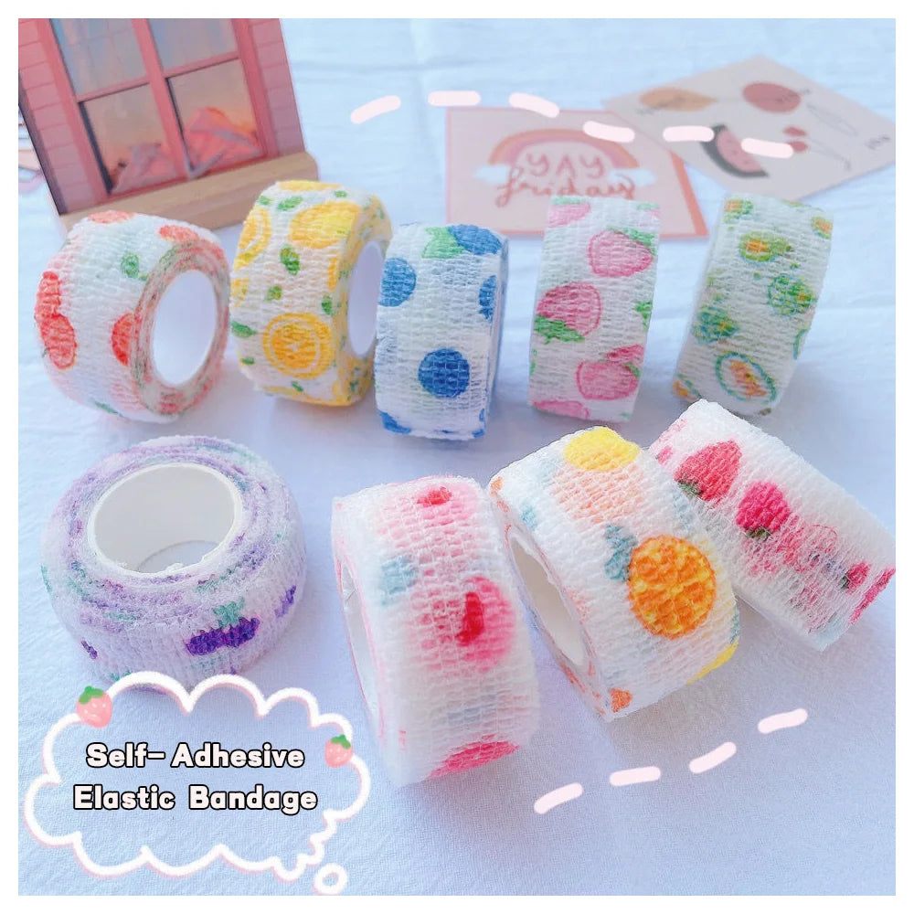 5Pcs/Lot 2.5cm Wide Colorful Athletic Wrap Tape Self Adhesive Elastic Bandage Elastoplast Sports Protector Wrist Finger Ankle