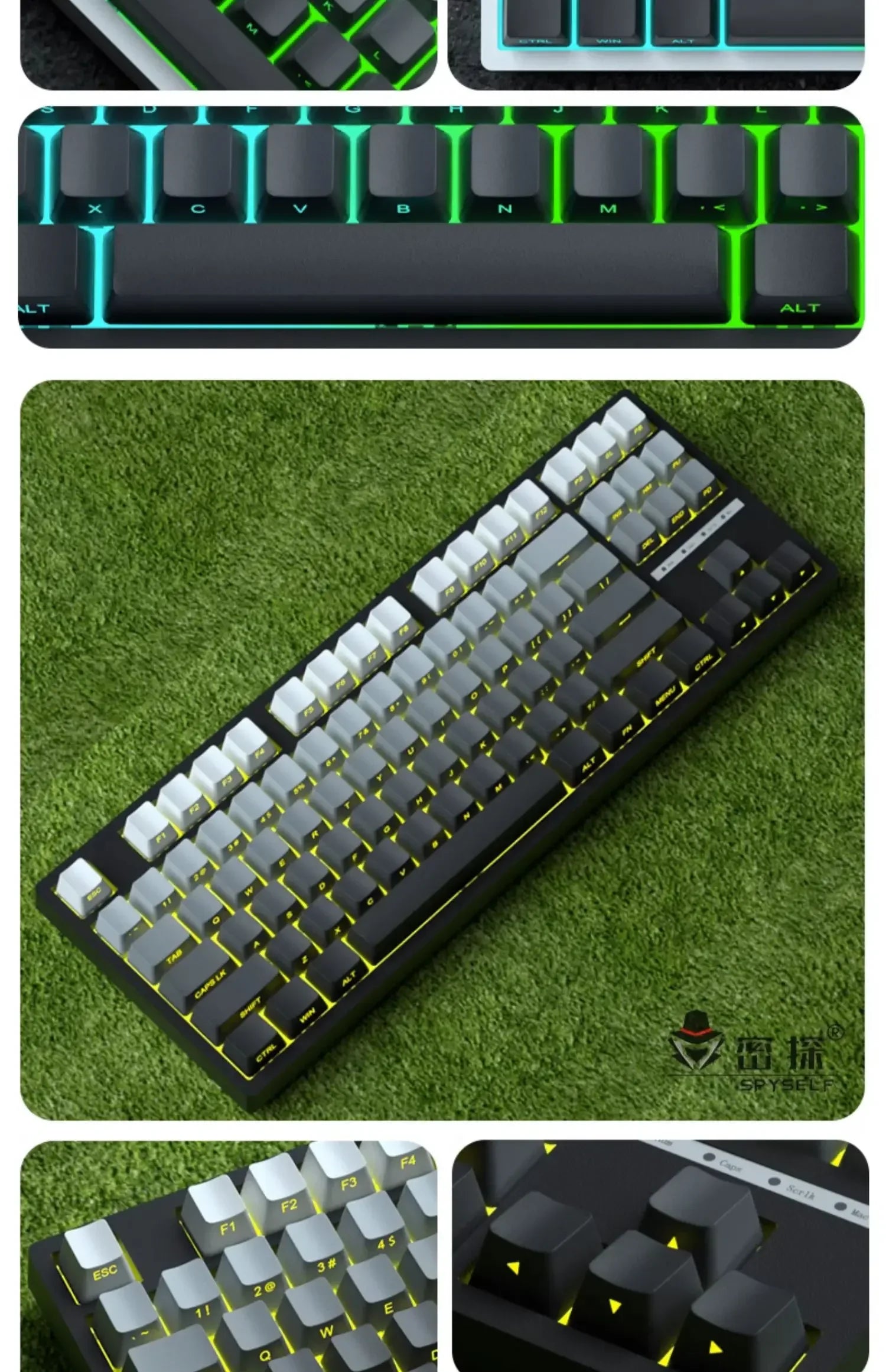 2025 New Original Daylight Cherry Keycaps PBT Translucent Gradient Color Side Engraving Personalized for MX Mechanical Keyboards