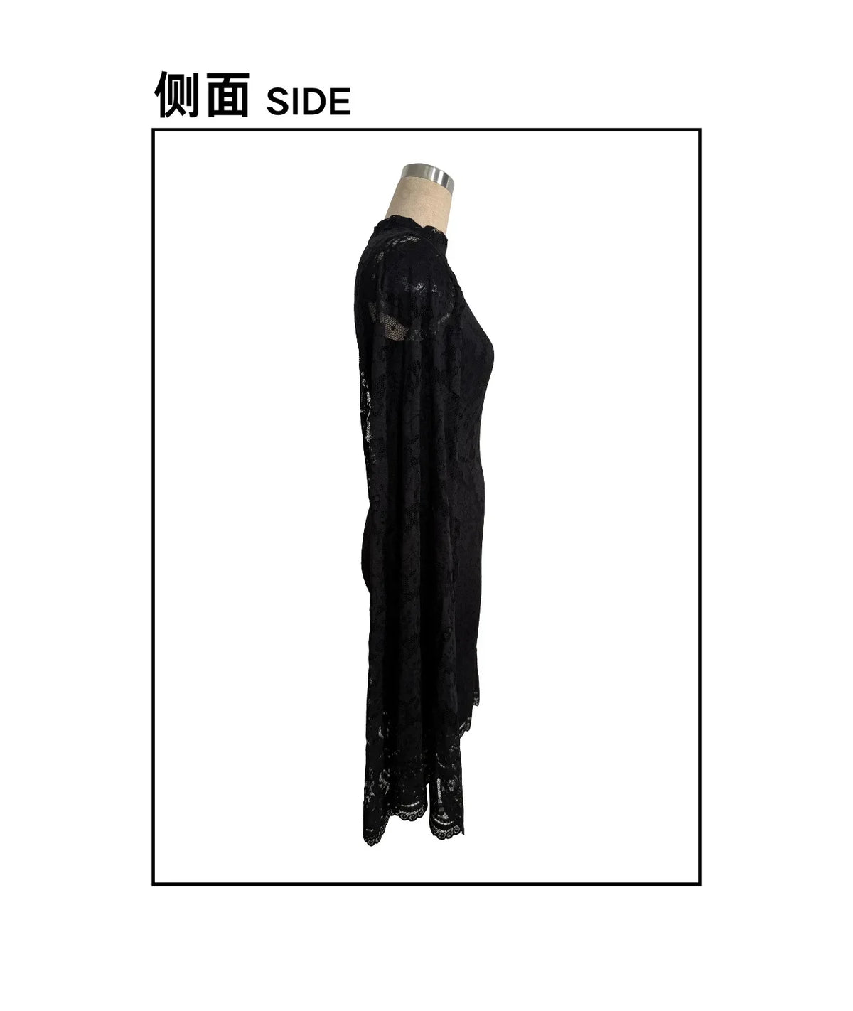 Women Sexy Long Sleeve Lace Dress 2026 Fall Winter, Mandarin Collar Side Slit Slim Midi Dress For Cocktail Dating Night Out