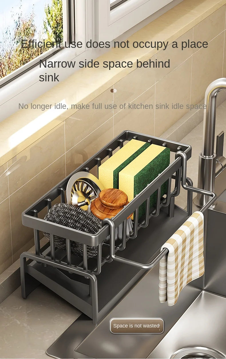 Kitchen Sink Drain Rack Organizer Plastic Self-draining Sink Shelf Soap Sponge Holder Dishcloth Towel Rack Filter Basket