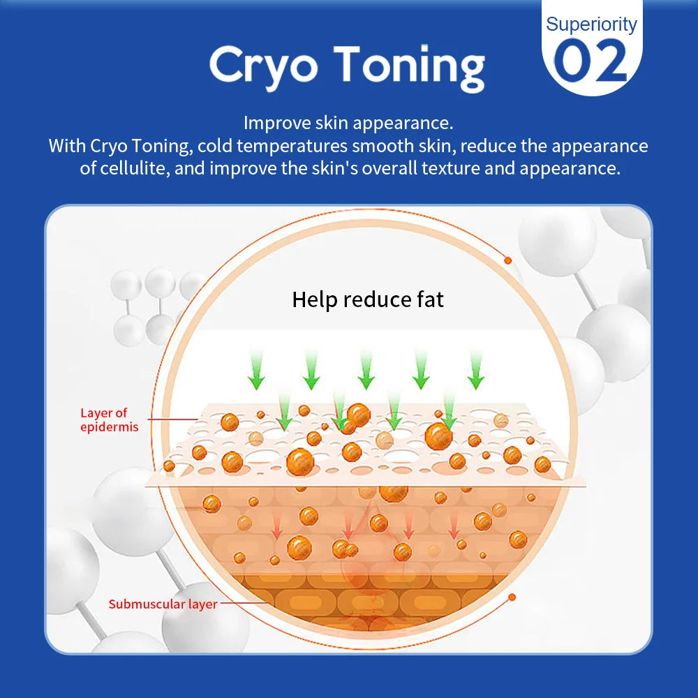 Professional Cryoskin Slimming Machine 2 Round Heads 2 Freezing Plates Skin Tightening Cellulite Removal Device