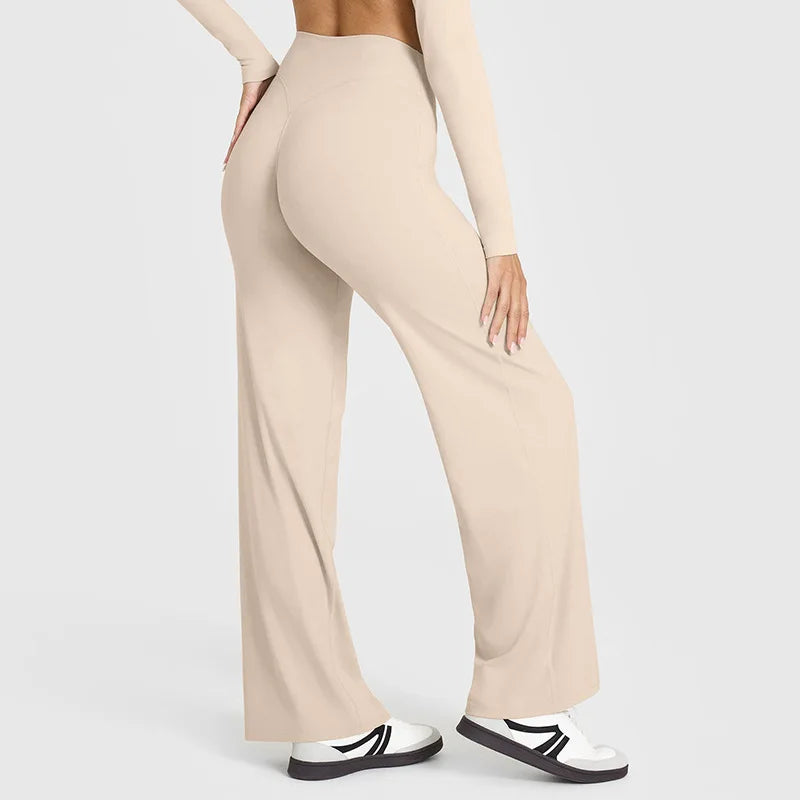 Sport Trousers Straight-Leg Pants Ultra Soft Butter Fabric Women's Mid-Waist Yoga Pants GYM Naked Feel Pilates Running