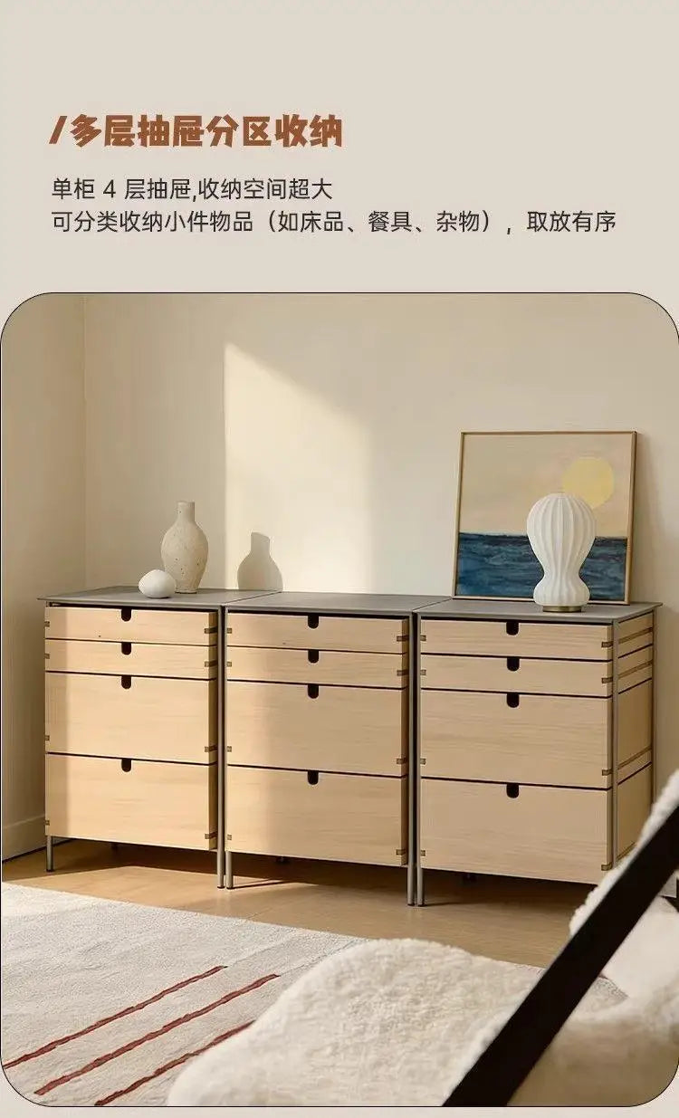 Medieval style living room combination storage cabinet, locker, solid wood household drawer, stainless steel dining side cabinet