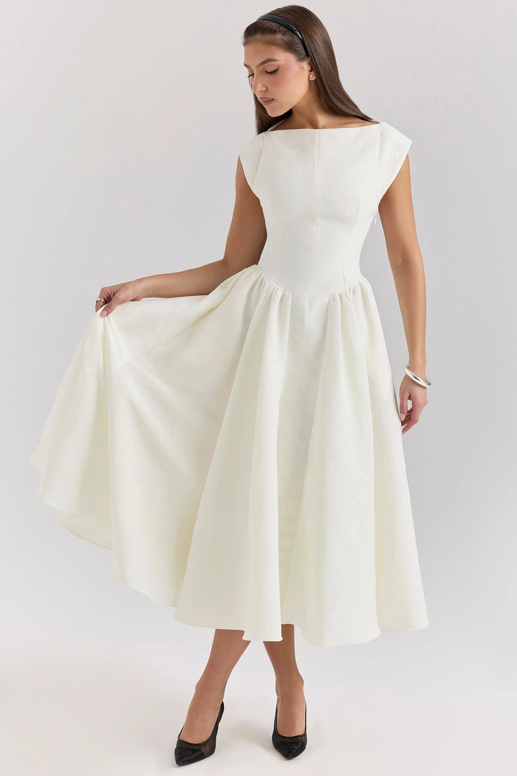 CHNMR French Elegant Solid O-neck Sleeveless Women A-line Long Dress Sexy Ruffle High Street Lady Dresses Casual Female Vestidos