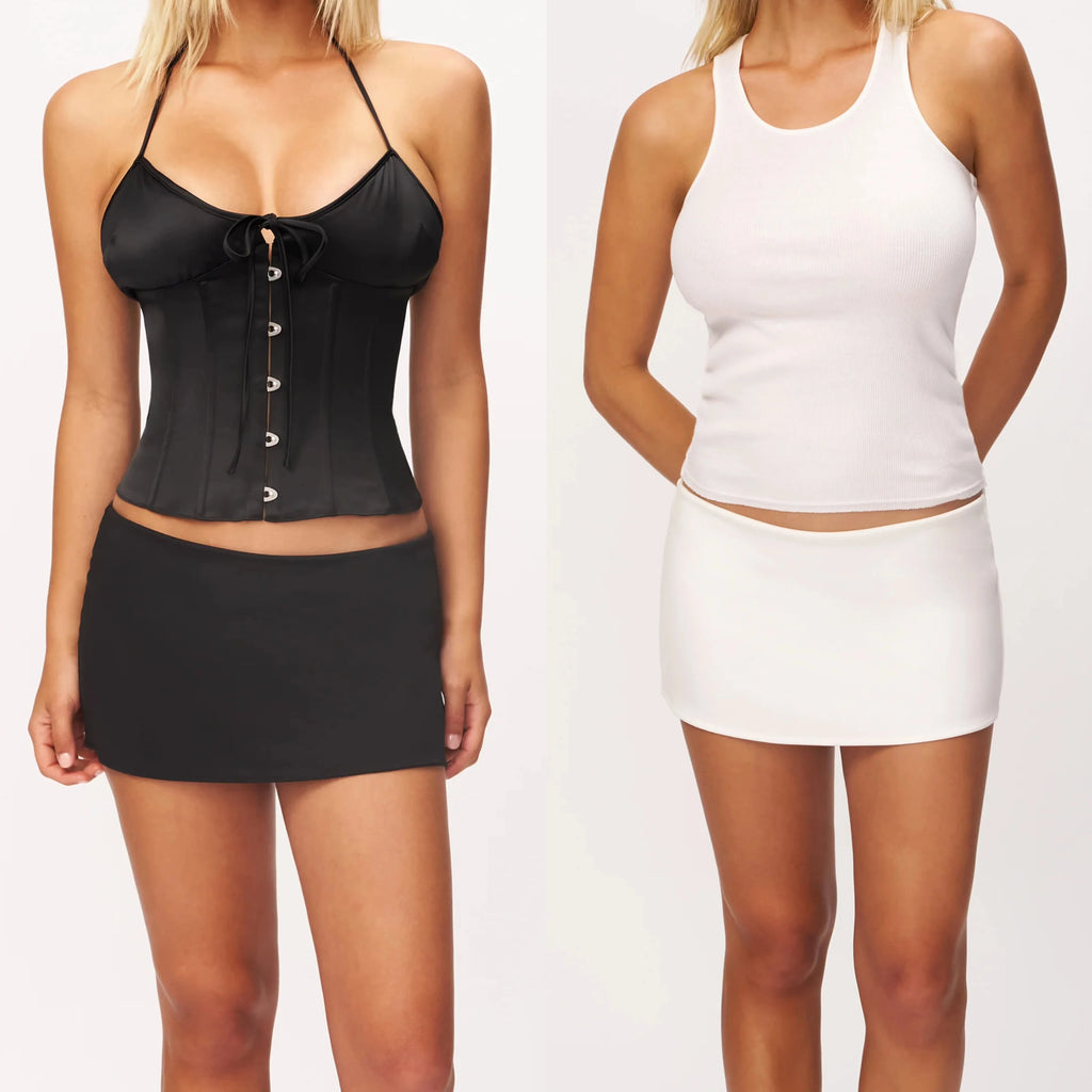 Guz Low-Waist Ultra-Short Skirt Pants, Tight-Fitting Mini Skirt with Built-In Safety Shorts to Prevent Exposure