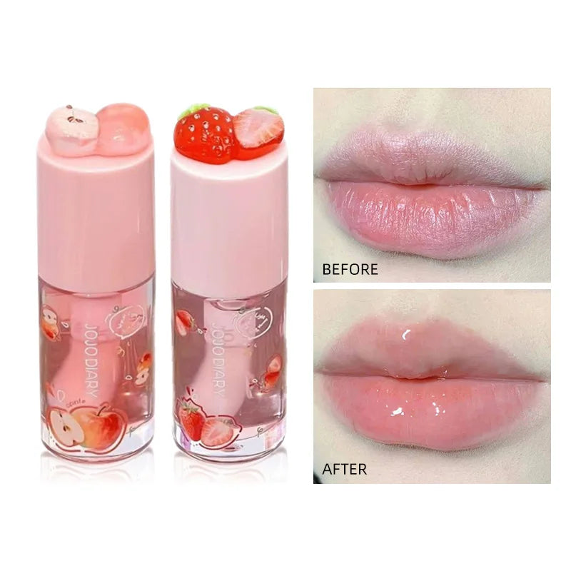 Jojo Diary Fruit-Flavored Lip Oil: Hydrating and Moisturizing, Prevents Chapped Lips and Reduces Wrinkles, Suitable for Winter Lip Care, Korean-Style Water Gloss Lip Gloss.