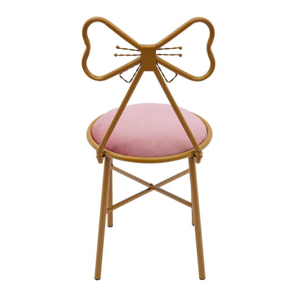 Butterfly Bow Tie Vanity Chair Modern Vanity Stool Velvet Cushion Makeup Chair Metal Frame Butterfly Backrest Chair Dining Chair