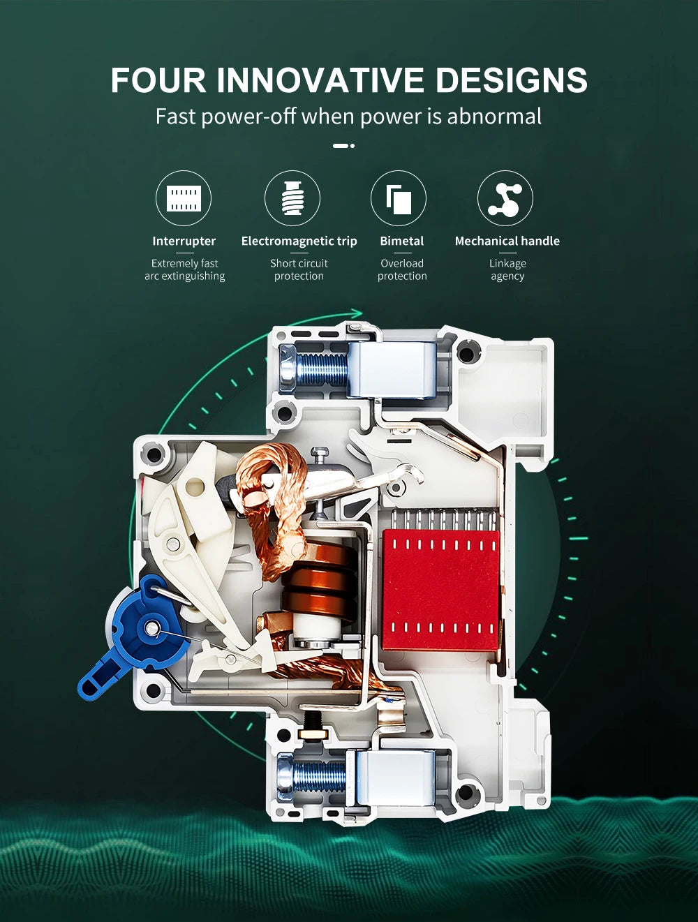 TOMZN 2P AC MCB TOB1-63H C Type 230/400V~ 50/60Hz Mini Circuit Breaker 3A 6A 10A 16A 20A 25A 32A 40A 50A 63A