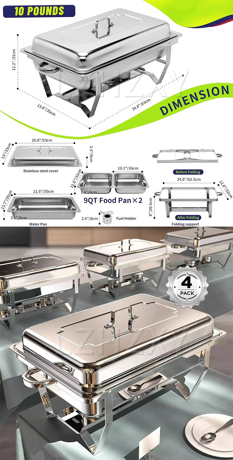 Stainless Steel Buffet Stove Hotel Restaurant Rectangular Folding Alcohol Stove Single/Double/Triple-Tank Buffet Warming Stove