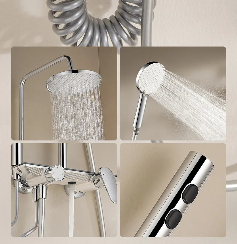 Modern Various Bathroom Shower Set Wall Mounted Aluminum Rainfall Shower Faucet Set Bathtub Showers Full Kit
