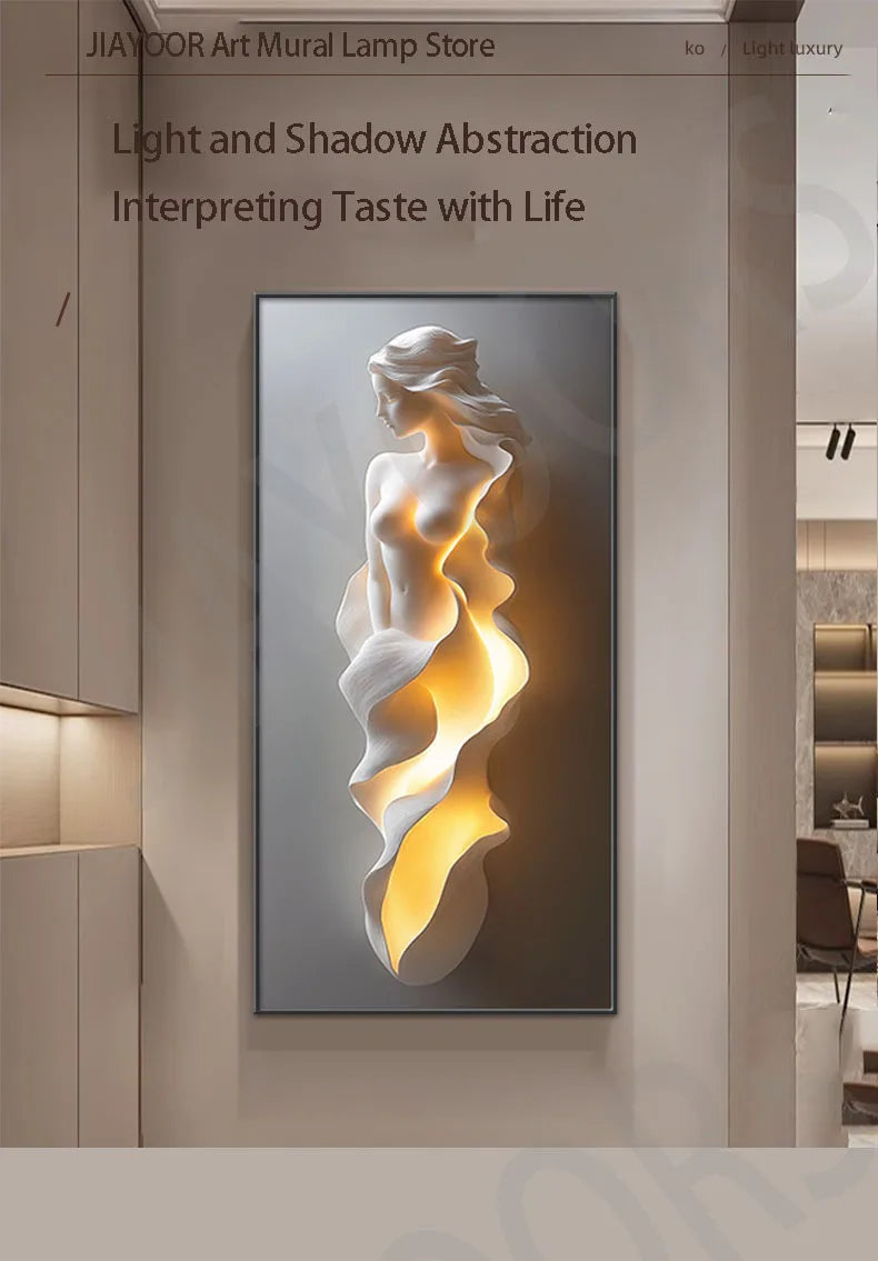 Led Lights Modern Light Luxury Entrance Door Decoration Painting, Simple Abstract Corridor Hanging Painting Wall Lamp Painting