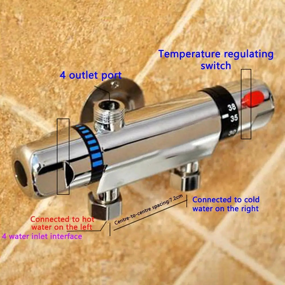 Exposed Bar Shower Mixer Valve Tap Bar Wall Mounted Chrome 1/2 Home Bathroom Modern Bathroom Accessories