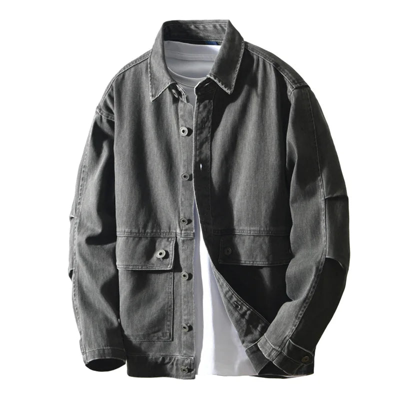 Autumn New Cargo Loose and Comfort 100% Cotton Jackets for Men Vintage Sense of Layering Streetwear Men Shirts AZ889