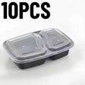 10/20PCS Disposable Plastic Two Compartment Lunch Box With Lid Fast Food Box Portable Lunch Container Suitable Dinner Party