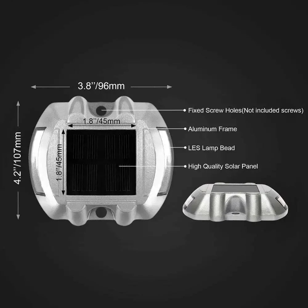 Smart Solar Road Studs with Motion Sensor - 6 LED Auto-Dimming Warning Lights IP68 Waterproof for Driveways/Parking Lots