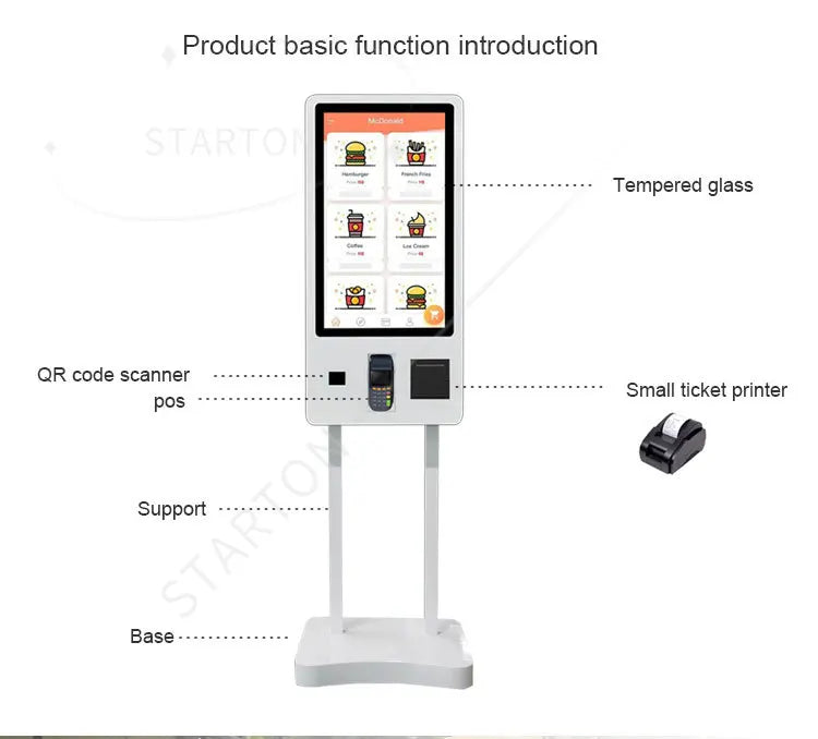 32inch Android Restaurant Menu Kiosks Self Service Ordering Bill Store Terminal Printer Pos Payment Banking Bakery Kiosk Machine