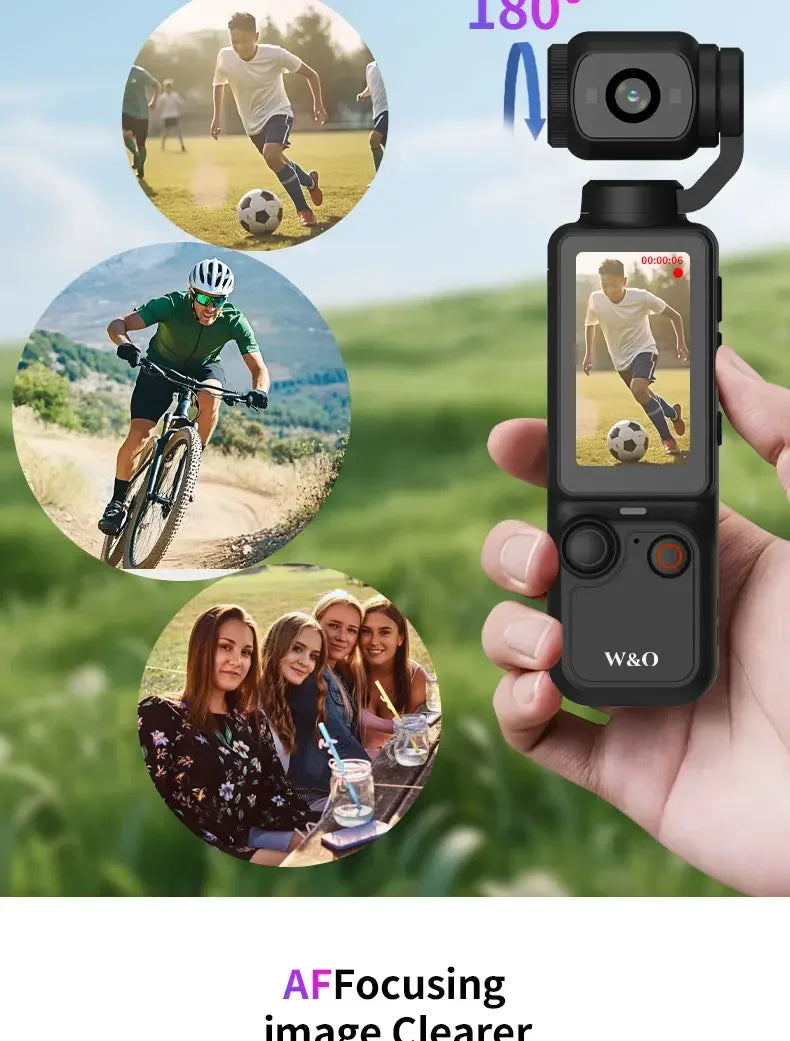 4K Ultra HD Waterproof Action Camera 270° Rotatable Wifi Cam Handheld with Waterproof Case Vlog Bicycle Portable Sport Camcorder