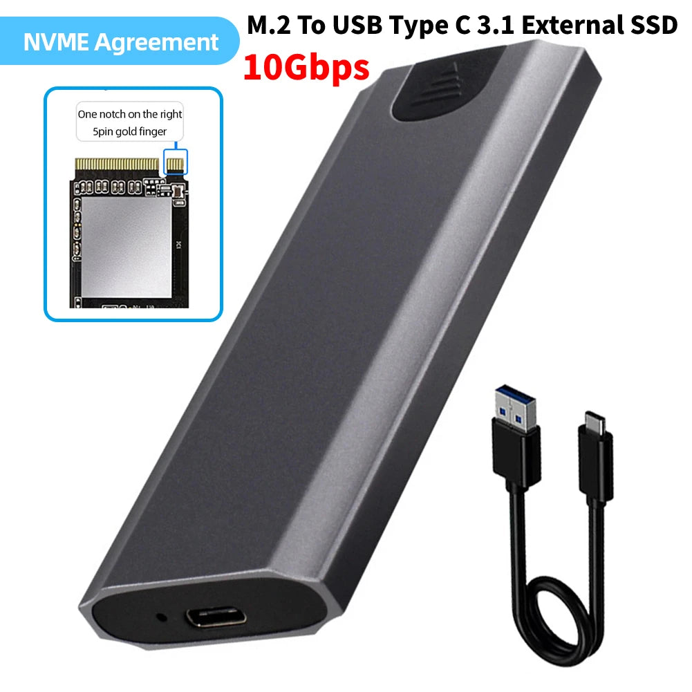 NVME SSD M2 Case NVME/SATA Dual Protocol M.2 to USB Type C 3.1 10gbps SSD Adapter for NVME PCIE NGFF SATA hard drive enclosure