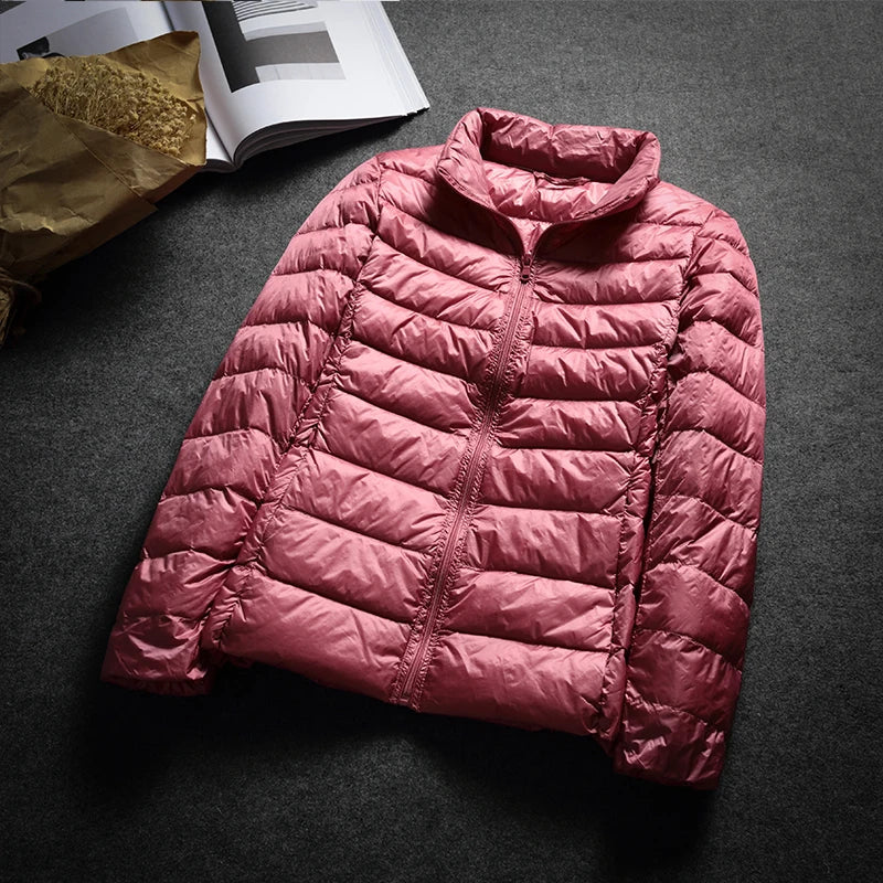 Schinteon Ultralight White Duck Down Jacket Spring Autumn Warm Slim Zipper Women Fashion Light Down Coat 13 Colors S-7XL
