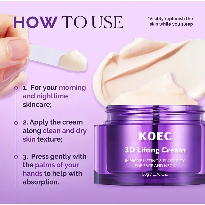 3D Face Neck Lifting Cream Deep Hydration Moisturizing Firming Improve Skin Elasticity Nourishing Facial Cream Korean Skincare