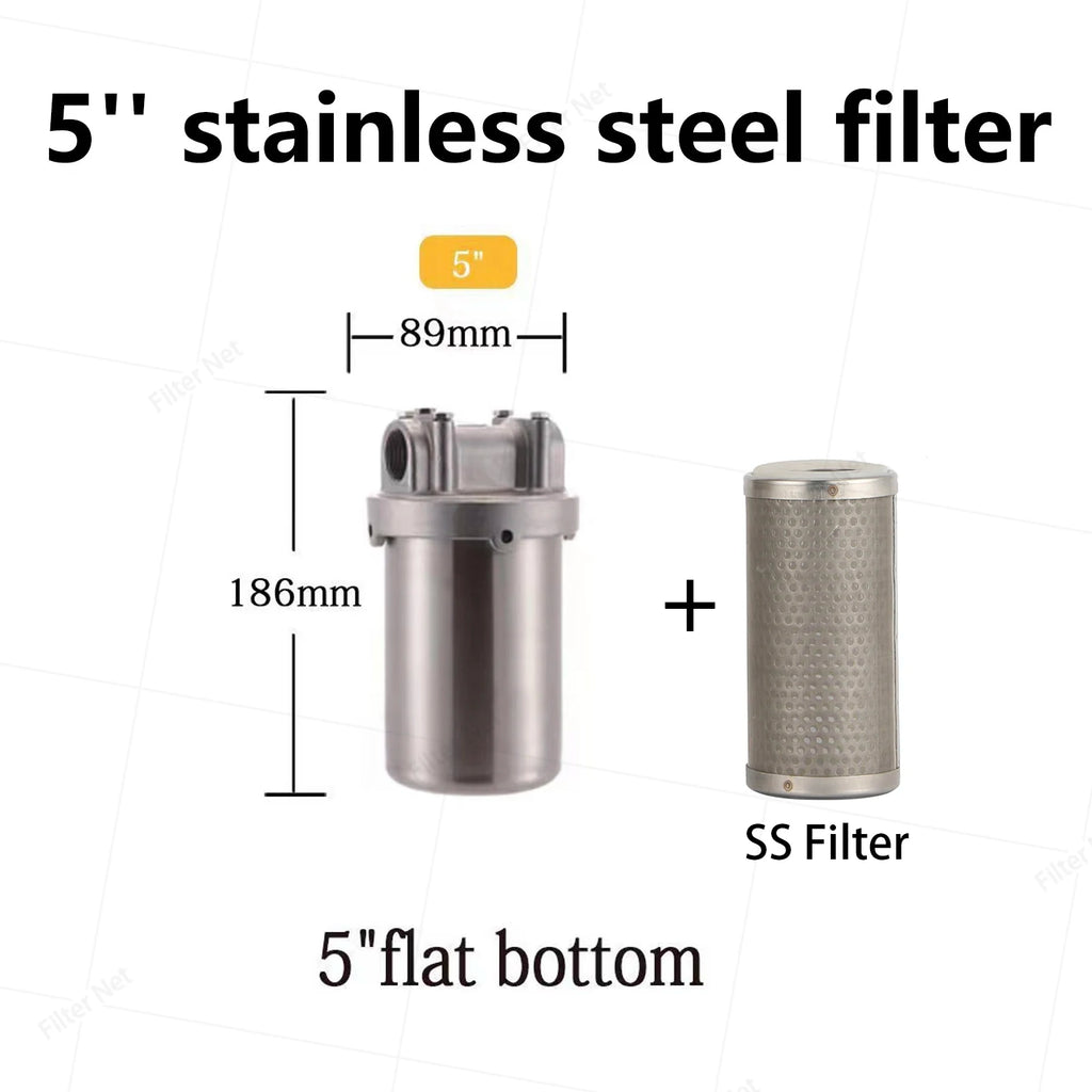 5 Inch Prefilter 304 Stainless Steel Hot Water Filter Housing DN15 DN20 DN25 for High Temperature High Flow Water Filter Housing