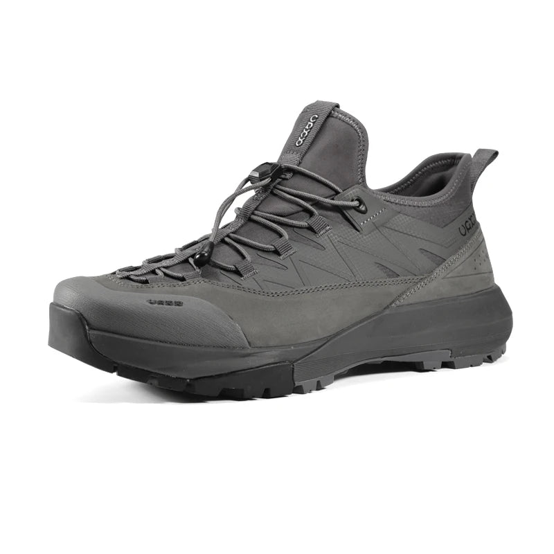 Genuine Leather Hiking Walking Shoes for Men Elastic Band Non Slip Sneakers Comfortable Outdoor Travel Running Shoes