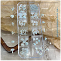 YYM 12 Grid Starfish Shell Nail Jewelry Set Box Conch Coconut Tree DIY Kit with Diamond Accessories for Nail Art