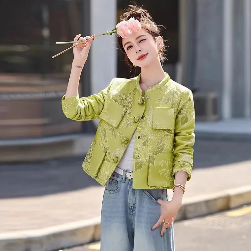 Chinese Style Jacket For Women 2025 Spring New Women Coat Small Fragrance Casual Short Jacket Top Women Embroidery Windbreaker