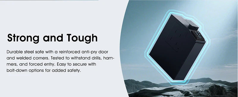 Biometric Gun Safe, 4 Ways Unlock with Fingerprint, Key Access, PIN Code, Mounted Nightstand Pistol Safe and Gun Lock Box