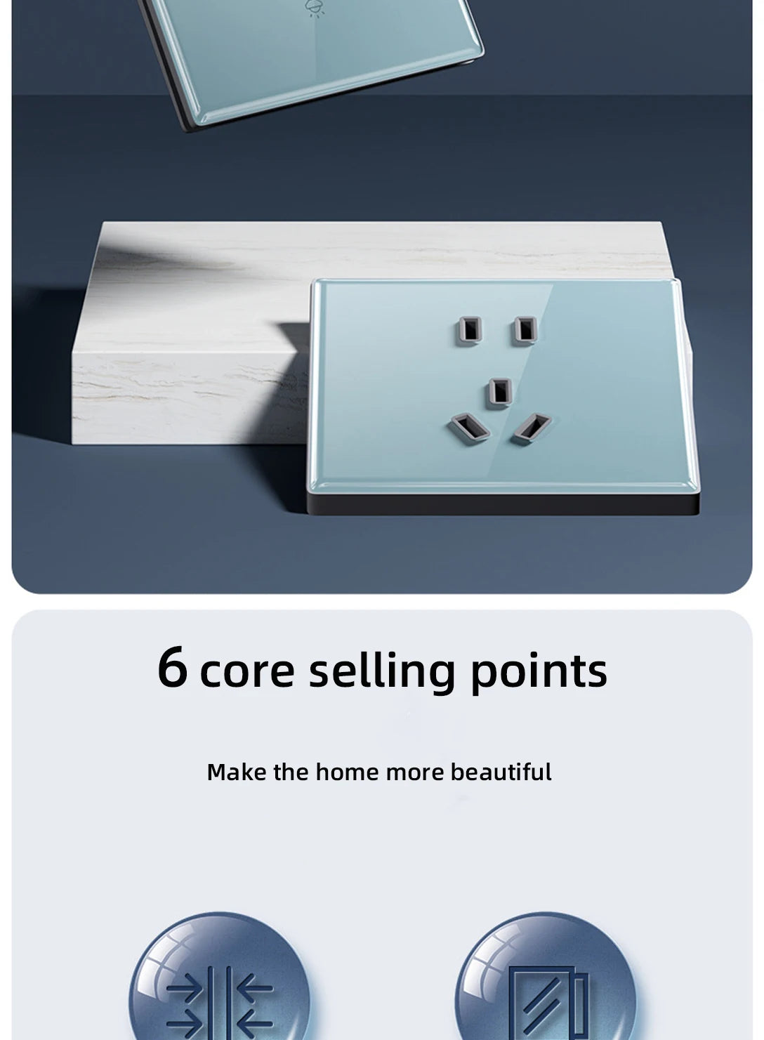 Wall Lamp Switch Panel Tempered Glass International Switch 1/2/3/4 Gang 1/2 Way Steel Rocker Light Switch On/Off Stair Switch