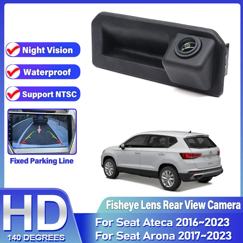 Car Parking Camera For Seat Ateca 2016~2023 Arona 2017~2023 Fisheye Lens Trunk Handle Rear View Camera HD CCD Night Vision