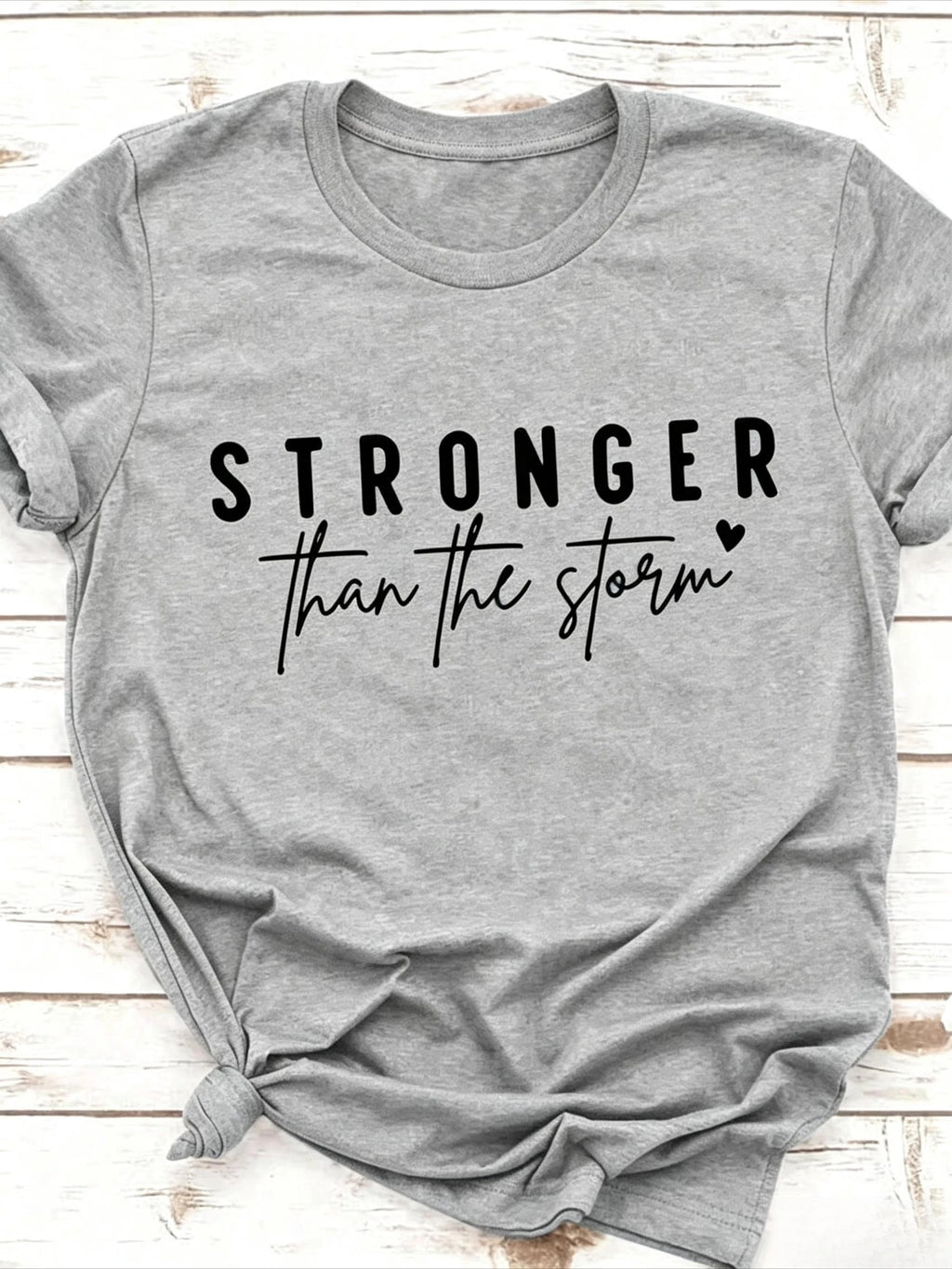 Women Crew Neck Short Sleeve T Shirt Stronger Than The Storm Inspirational Slogan Graphic Print Mustard Color Casual Spring Summer Daily Streetwear Tops