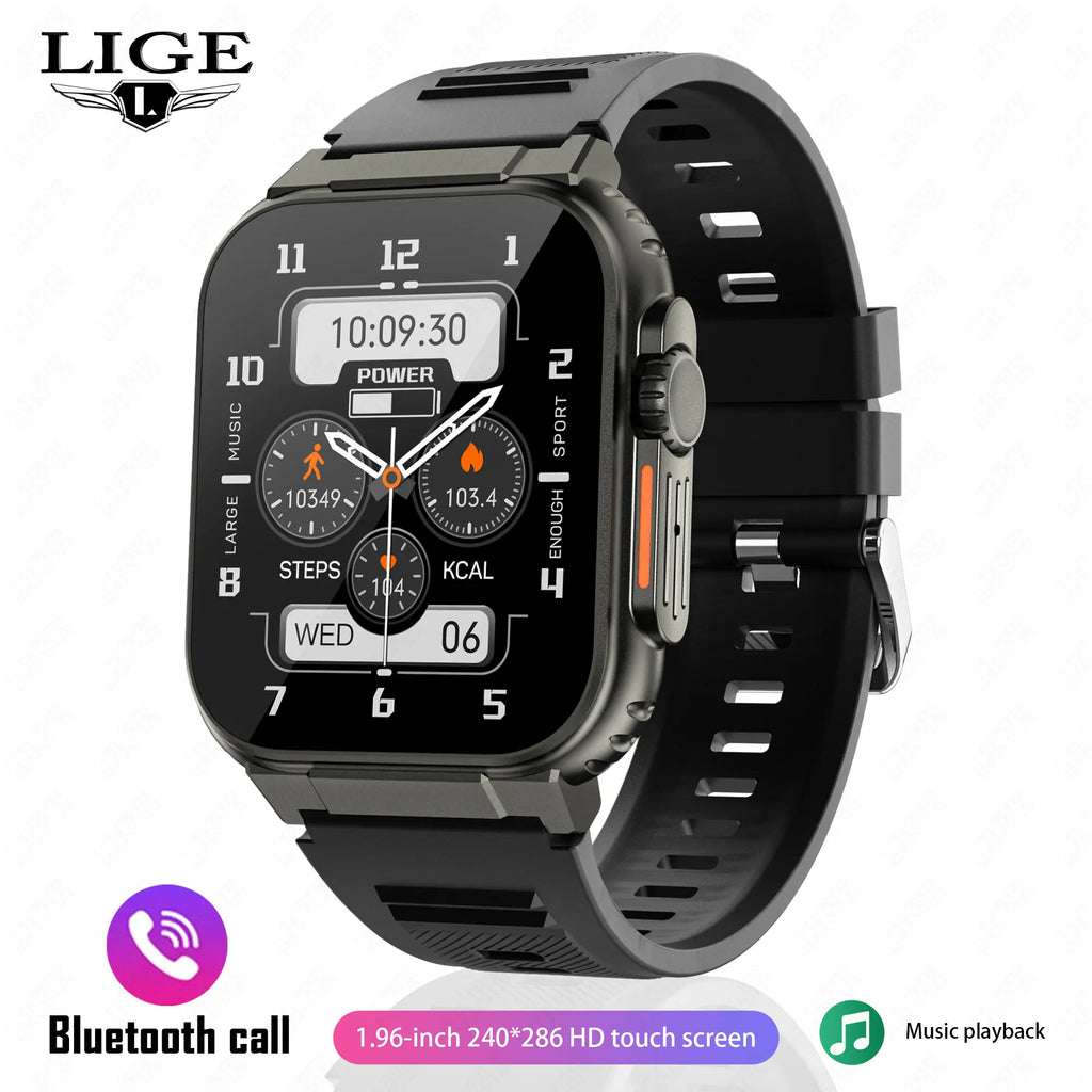 LIGE 600mAh New Smart Watch Men Outdoor Sports Fitness Bracelet Blood Pressure Clock IP68 Waterproof Men Smartwatch For Android