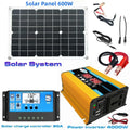 4000W Solar Inverter Kit Complete 12V to 110V/220V Solar Panel System 12V Solar Panel Battery Charge Controller Power Generation