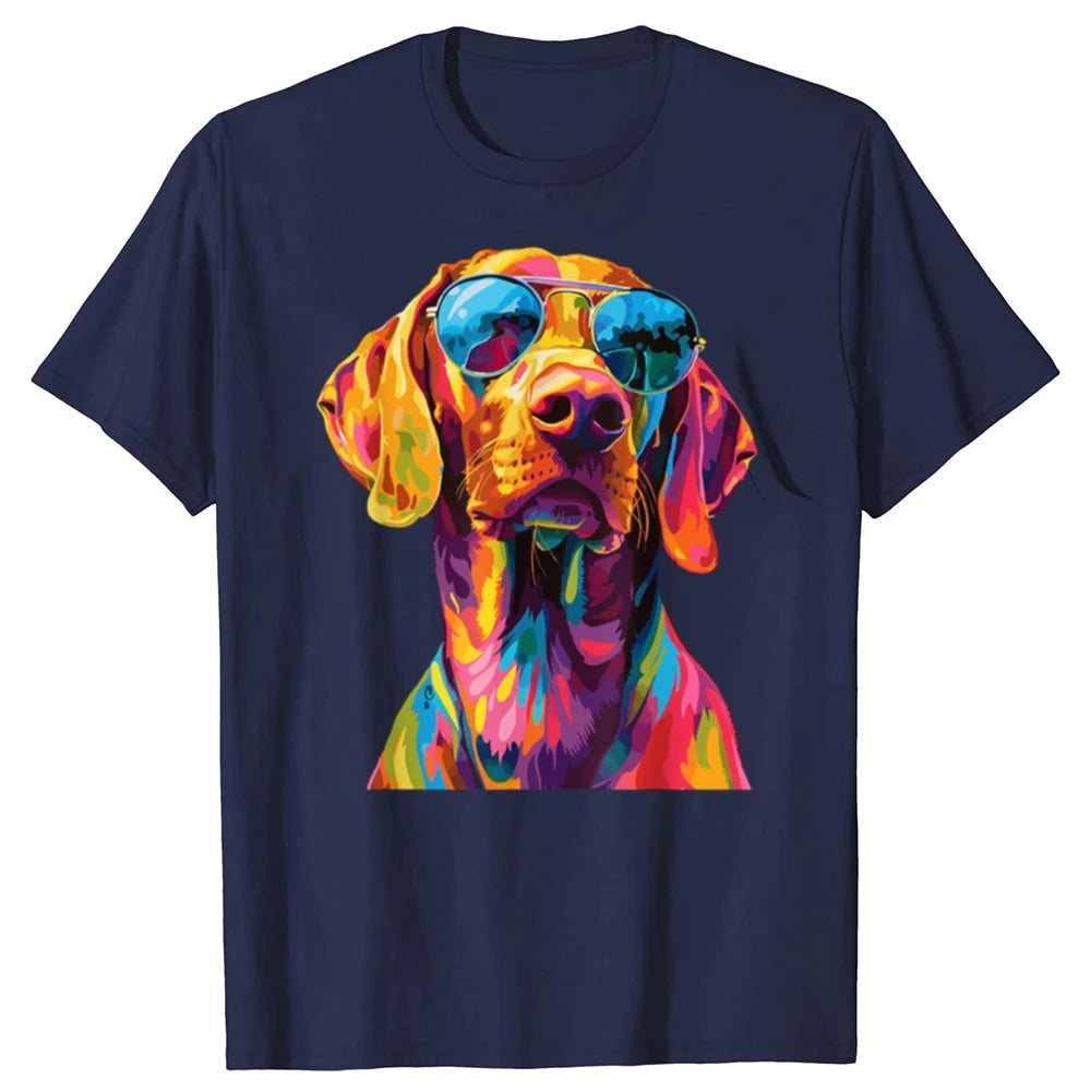 Funny Vizsla Lovers Pop Art Design Vizsla Dog Graphic T-shirts Men Women's Fashion Casual 100% Cotton Loose Oversized T Shirt