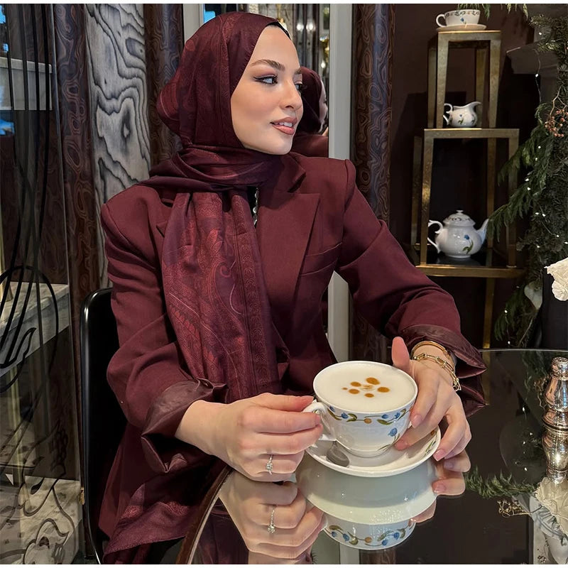 Fashion Wine Red Women Blazer Set Casual Long Sleeve Single Breasted Lapel Female Suit 2025 Spring Streetwear Lady Suits