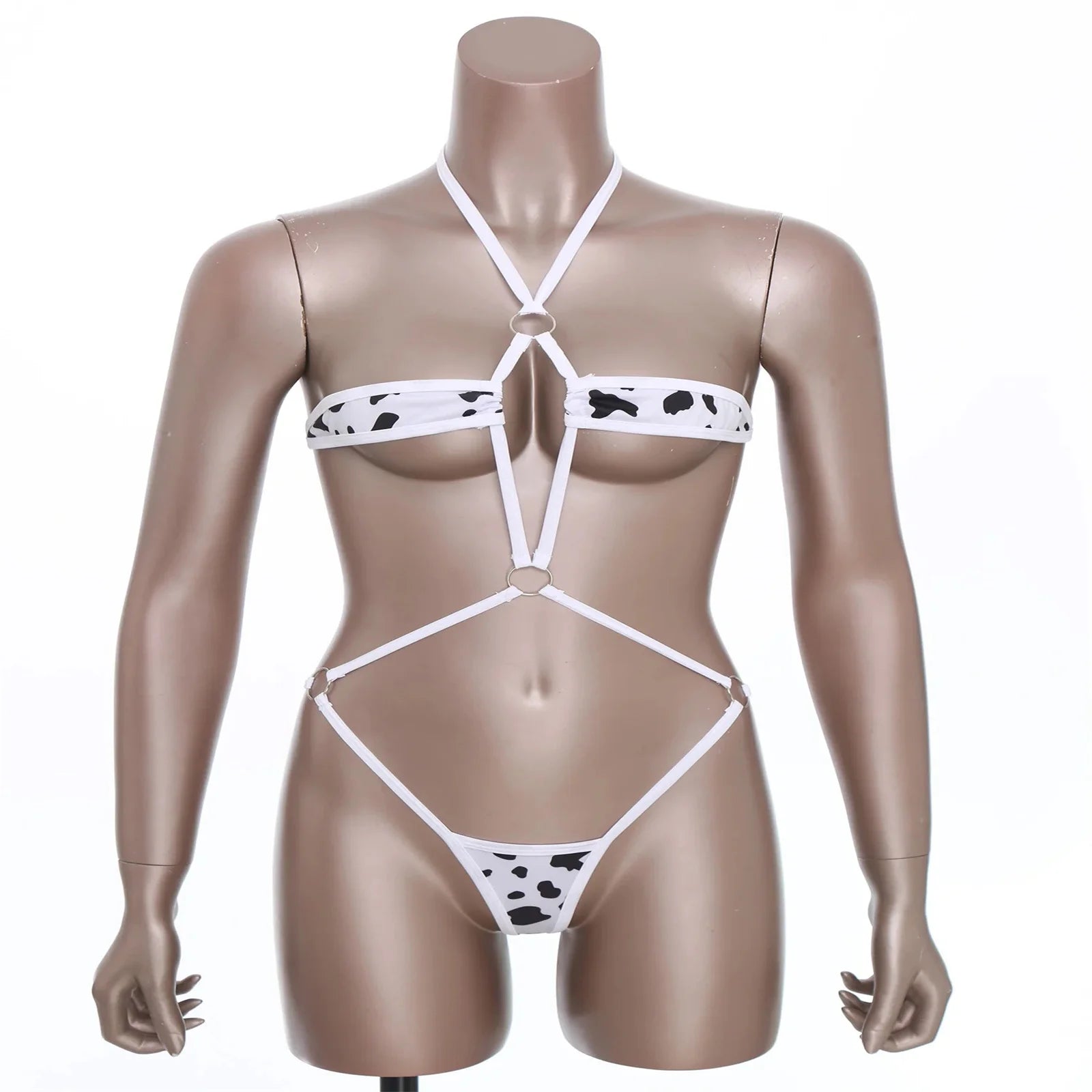 Women Micro Bikini Bodysuit Halter T-back Adjustable Swimsuit One-piece Lingerie Nightwear Summer Sexy Mesh Monokini Swimwear