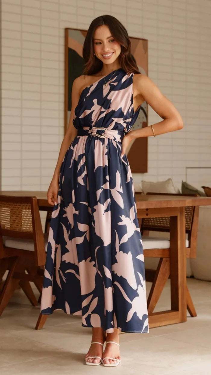 2025 Summer Fashion New Women's Sexy Vacation Dress Casual Elegant Bohemian Beach Skew Collar Off Shoulder Sashes Long Dresses