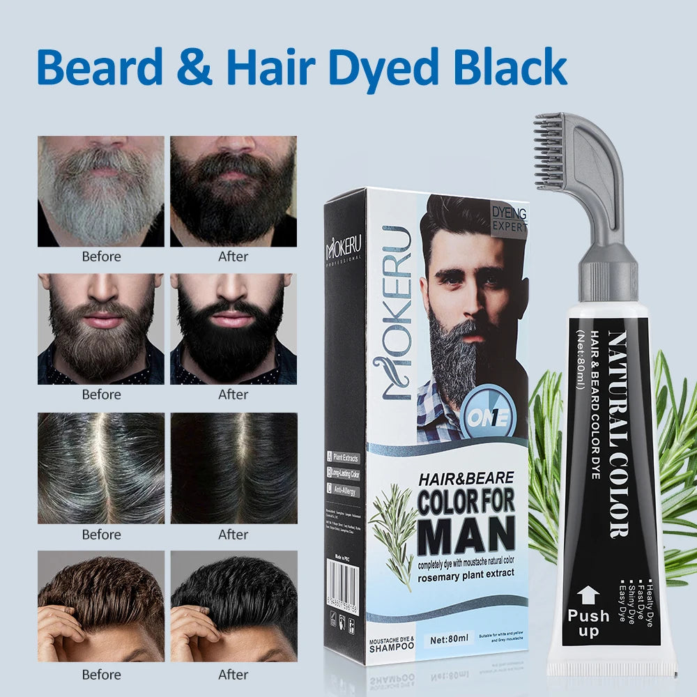 Black Beard Dye Cream With Comb Hair Beard Dye Shampoo Fast Instant Hair Dye Cream Long Lasting 3 Minutes Hair & Beard Dyeing